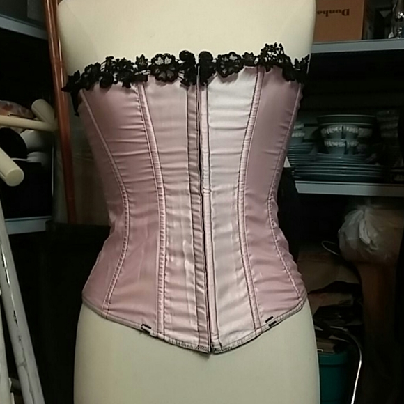 Pink with Black Lace Corset - Picture 1 of 3
